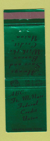 Matchbook Cover - ABC Fort McNair Credit Union