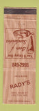 Matchbook Cover - Jim and Barb Rady's Restaurant Chilton WI