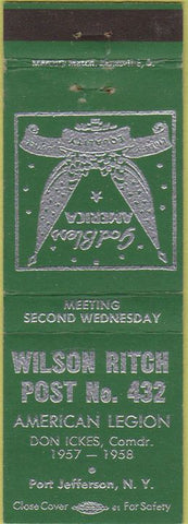 Matchbook Cover - Matchbook Cover American Legion Port Jefferson NY