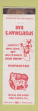 Matchbook Cover - Sportsman's Bar New Castle PA WEAR