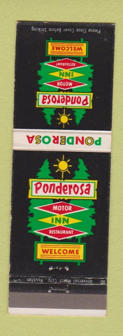 Matchbook Cover - Ponderosa Motor Inn Restaurant