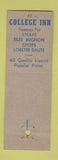 Matchbook Cover - College Inn Milford CT