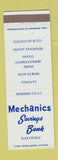 Matchbook Cover - Mechanics Savings Bank Hartford CT