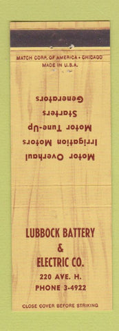 Matchbook Cover - Lubbock Battery Electric TX