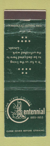 Matchbook Cover - Michigan State College Centennital 1955 East Lansing MI WEAR