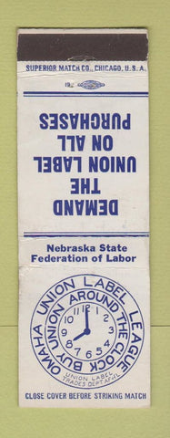 Matchbook Cover - Union Label Nebraska NE WEAR