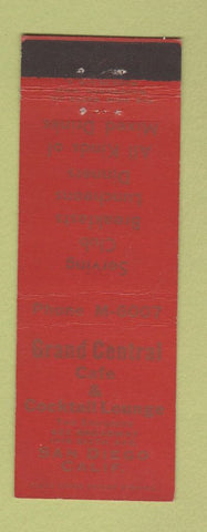 Matchbook Cover - Grand Central Cafe San Diego CA