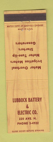 Matchbook Cover - Lubbock Battery Electric TX