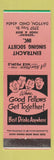 Matchbook Cover - Eintracht Singing Society Dayton OH SALMON