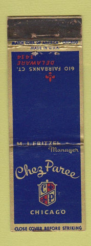 Matchbook Cover - Chez Paree Chicago IL WORN