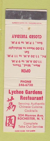 Matchbook Cover - Lychee Gardens Chinese Restaurant Rochester NY CREASE