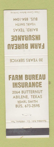 Matchbook Cover - Farm Bureau Insurance Abilene TX Baird