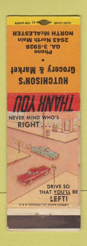 Matchbook Cover - Hutchinson's Grocery North McAlester OK WORN