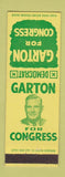 Matchbook Cover - Garton for Congress Election