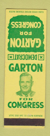 Matchbook Cover - Garton for Congress Election