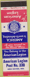 Matchbook Cover - Matchbook Cover American Legion New Haven IN