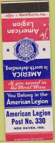 Matchbook Cover - Matchbook Cover American Legion New Haven IN