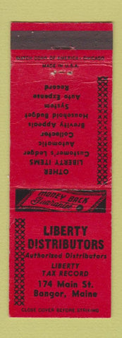 Matchbook Cover - Liberty Distributors Tax Records Bangor ME