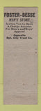 Matchbook Cover - Foster Besee Men's Clothes Bridgeport CT WEAR