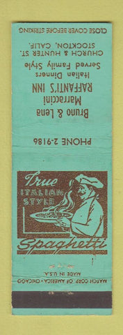Matchbook Cover - Bruno and Lena Marraccini Raffanti's Inn Stockton CA WEAR