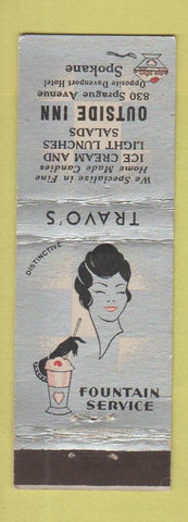 Matchbook Cover - Outside Inn Travo's Spokane WA deco girlie