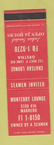 Matchbook Cover - Monterry Lounge Marrero Gretna LA