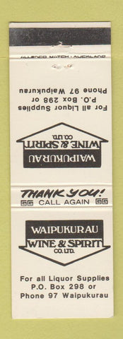 Matchbook Cover - Waipukurau Wine Liquor New Zealand