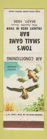 Matchbook Cover - Tom's Small Game Bar Brady NE WEAR