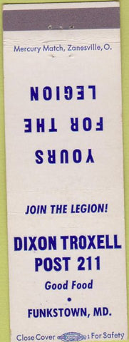 Matchbook Cover - Matchbook Cover American Legion Funkstown MD