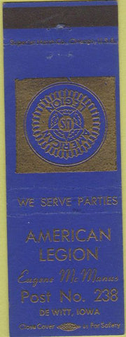 Matchbook Cover - Matchbook Cover American Legion DeWitt IA