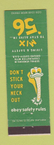 Matchbook Cover - Safety Don't Stick Next Out Serval Vendors