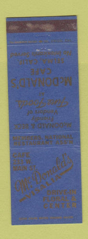 Matchbook Cover - McDonald's Cafe Visalia CA Selma WEAR
