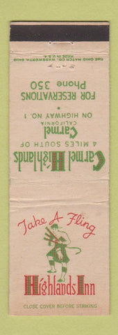 Matchbook Cover - Highlands Inn Carmel CA WORN
