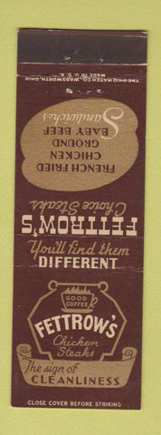 Matchbook Cover - Fettrow's Restaurant Cloverleaf OH Harrisburg PA