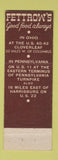 Matchbook Cover - Fettrow's Restaurant Cloverleaf OH Harrisburg PA