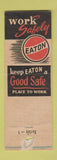 Matchbook Cover - Safety First Aid Eaton WEAR