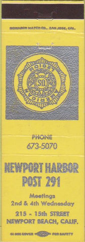 Matchbook Cover - Matchbook Cover American Legion Newport Beach CA yellow