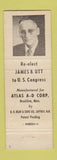 Matchbook Cover - James Utt Congress DD Bean  CA California