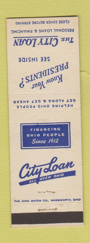 Matchbook Cover - City Loan OH US Presidents