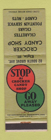 Matchbook Cover - Crocker Candy Shop Elgin IL
