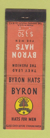 Matchbook Cover - Byron Men's Hats Mechanicsburg PA