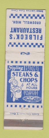 Matchbook Cover - Filbeck's Restaurant Crowswell MI WEAR