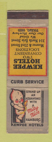Matchbook Cover - Kewpee Hotels Toledo OH WEAR