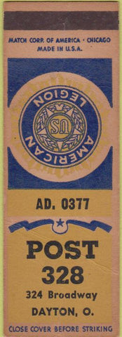 Matchbook Cover - Matchbook Cover American Legion Dayton OH WORN SAMPLE