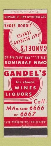 Matchbook Cover - Gandel's Liquor Store Buffalo NY