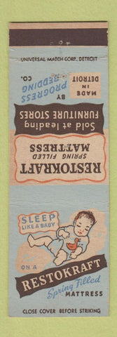 Matchbook Cover - Restokraft Mattresses Detroit MI