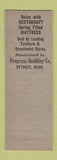 Matchbook Cover - Restokraft Mattresses Detroit MI