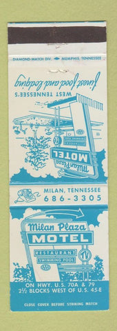 Matchbook Cover - Milan Plaza Motel Milan TN