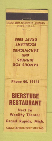 Matchbook Cover - Bierstube Restaurant Grand Rapids MI WEAR
