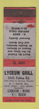Matchbook Cover - Lyceum Grill WEAR